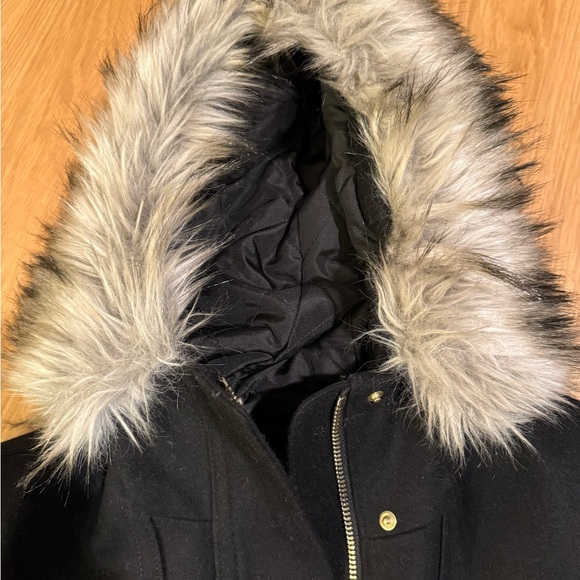 Ann Taylor Black Utility Jacket with Faux Fur Trim - Picture 8 of 8